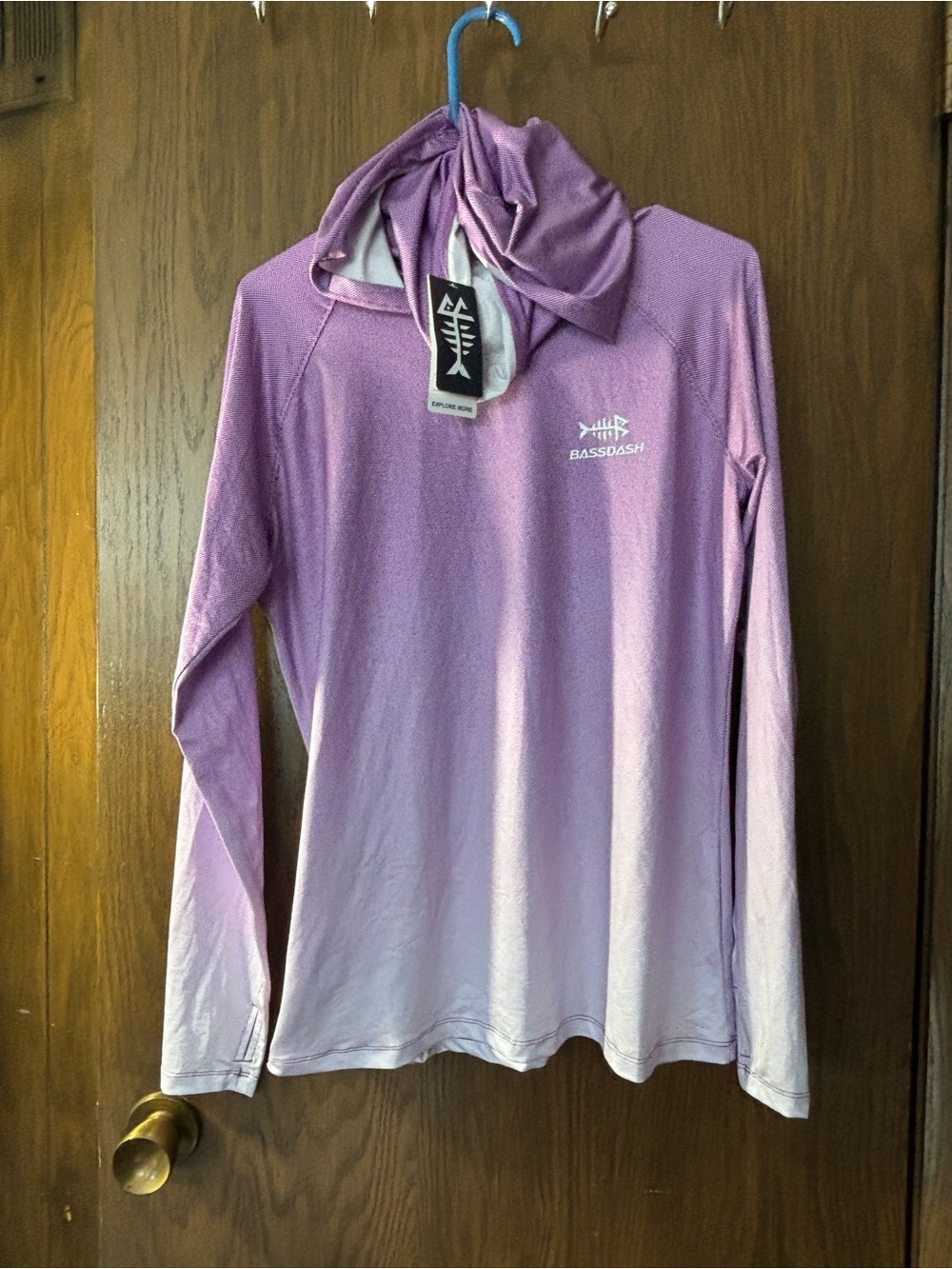 Bassdash Long-Sleeve Fishing Hooded Sun Shirt - Purple Ombre NWT